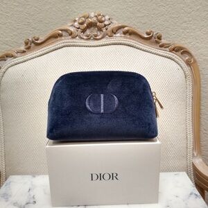 Dior Navy Blue velvet makeup Bag